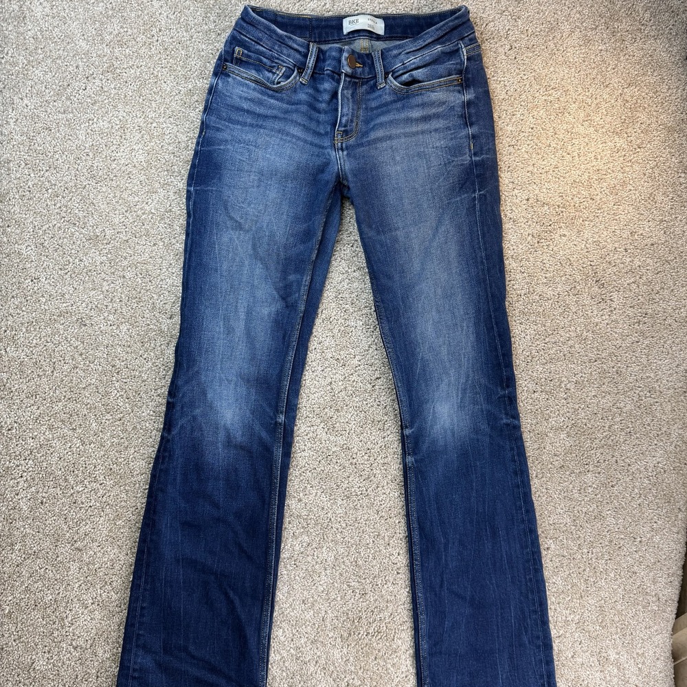 BKE Stella Slim Fit Low Rise Bootcut Jeans Womens 27 Med Wash Blue Stretch Denim